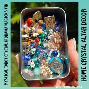 Mystical Crystal Tarot Crystal Charm Altar Tin Home Decor
